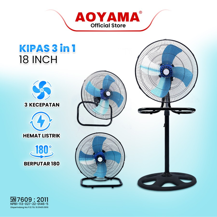 AOYAMA - KIPAS ANGIN 3in1 BESI / 18"INCH 3IN1