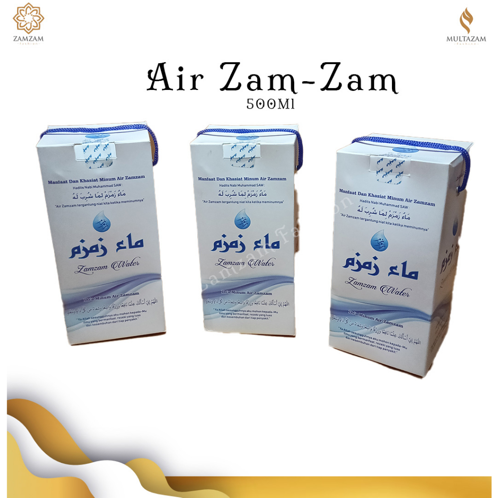 

Air Zamzam 500 ml Zam Zam Asli kemasan Premium Hadiah Gift Premium Termurah Oleh oleh haji