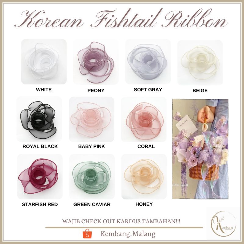 

[ECER] 1 Yard 4cm Korean Fishtail Ribbon Pita Gelombang Buket Bunga Hantaran Mahar Seserahan Nikah