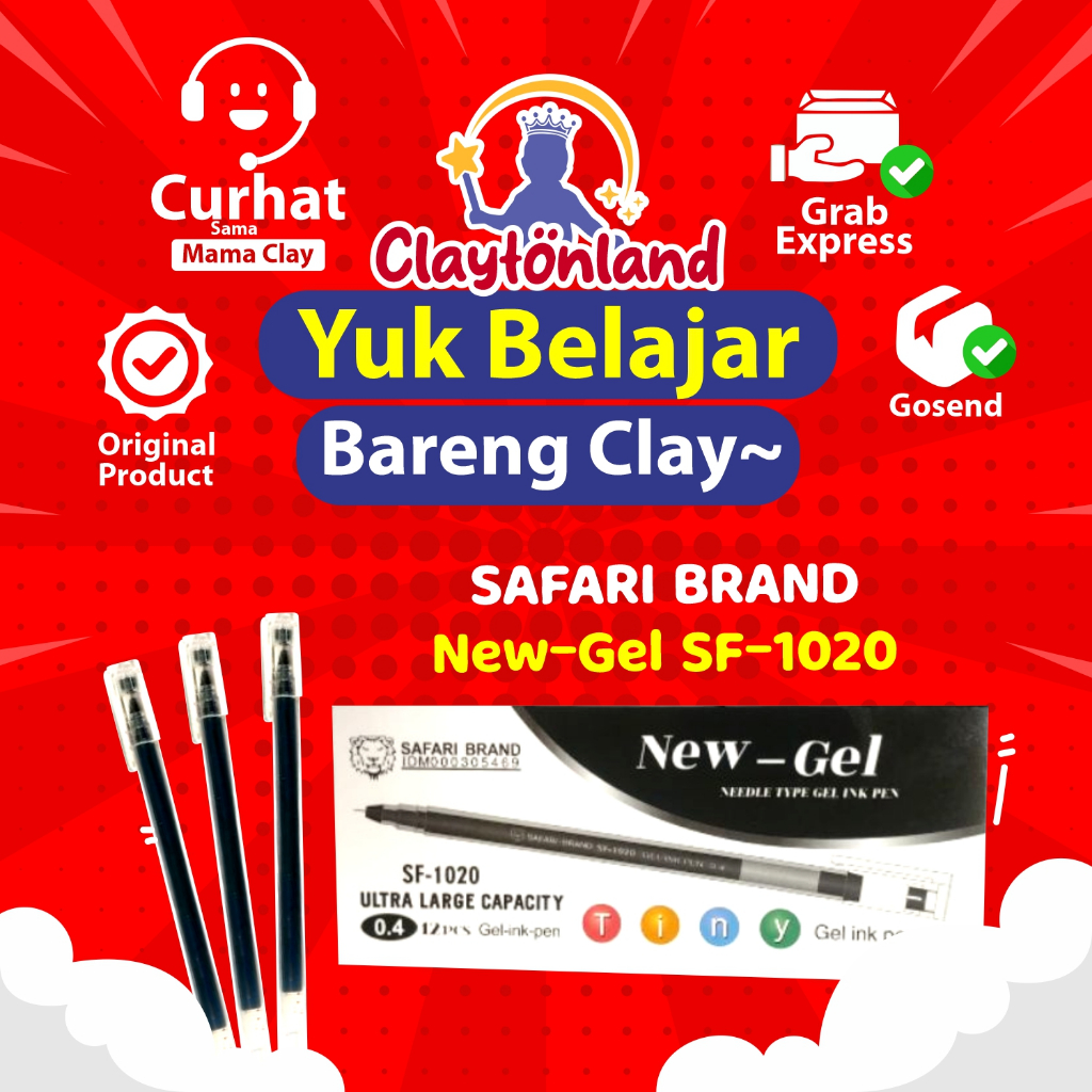 

Ballpoint / Pulpen Gel SAFARI / Pen New Gel 0.4mm SAFARI BRAND SF-1020 Hitam (12PCS)