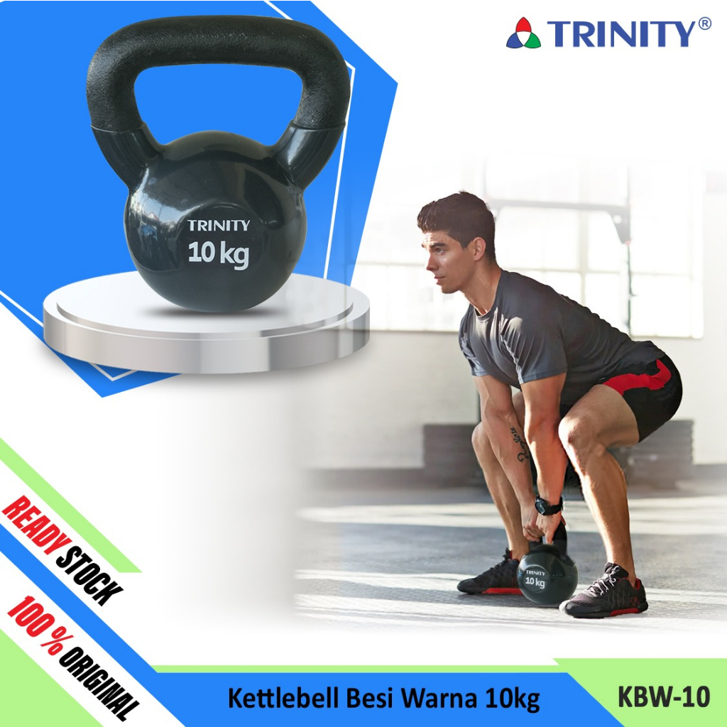 Trinity Kettlebell Besi Warna 10 Kg Dumbel Besi Fitness Barbel Workout Latihan Angkat Beban Gym