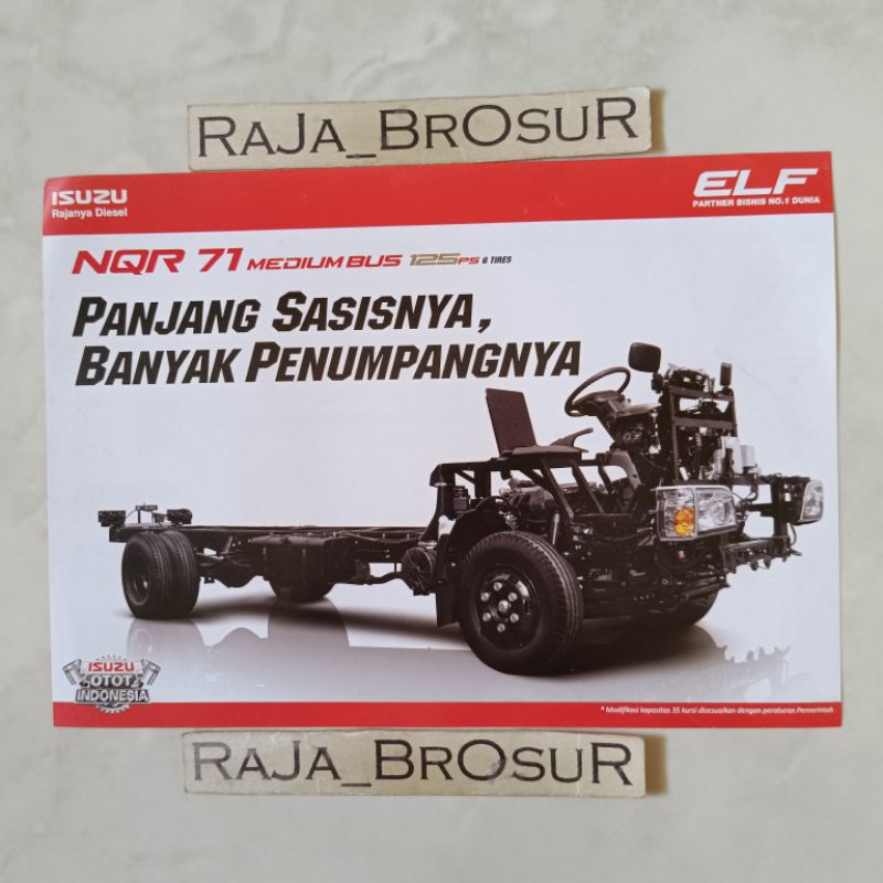 Poster brosur katalog flyer Isuzu ELF NQR71/NQR 71 125 PS 6 Tires Medium Bus 2014