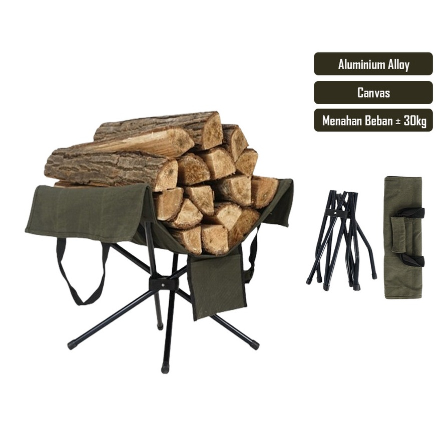 Rak Kayu Bakar Tas Penyimpanan Kayu Tas Kanvas Portabel Camping Outdoor