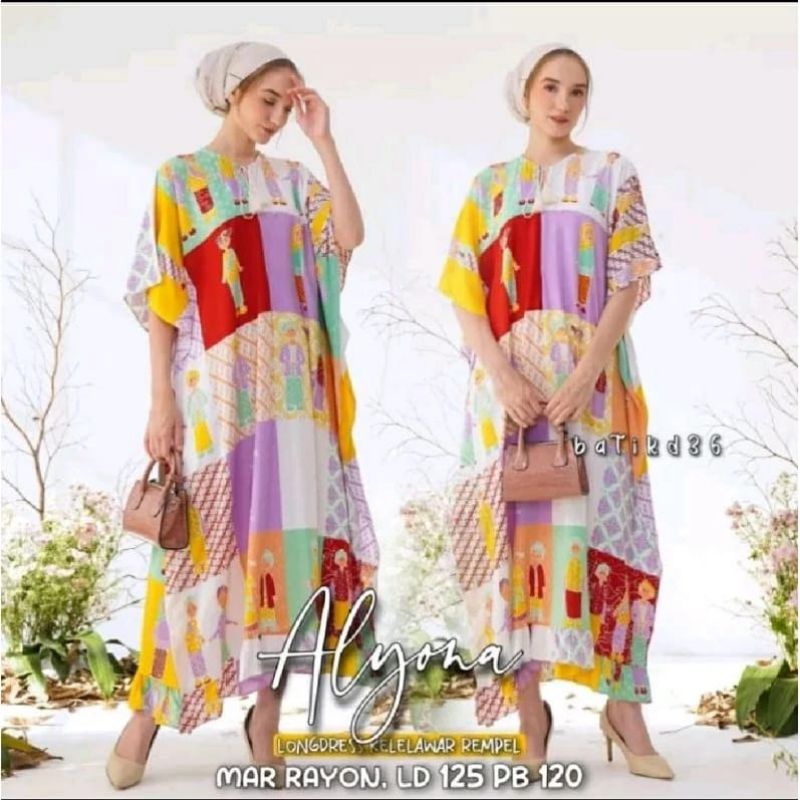 LONGDRESS KAFTAN MEMORIES BU TEJO SEMERBAK BATIK ORIGINAL RAYON PREMIUM DASTER TERBARU DASTER BUMIL 