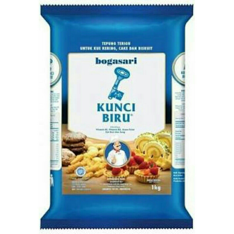 

Tepung Terigu Kunci Biru Premium 1kg / Tepung Terigu Protein Rendah