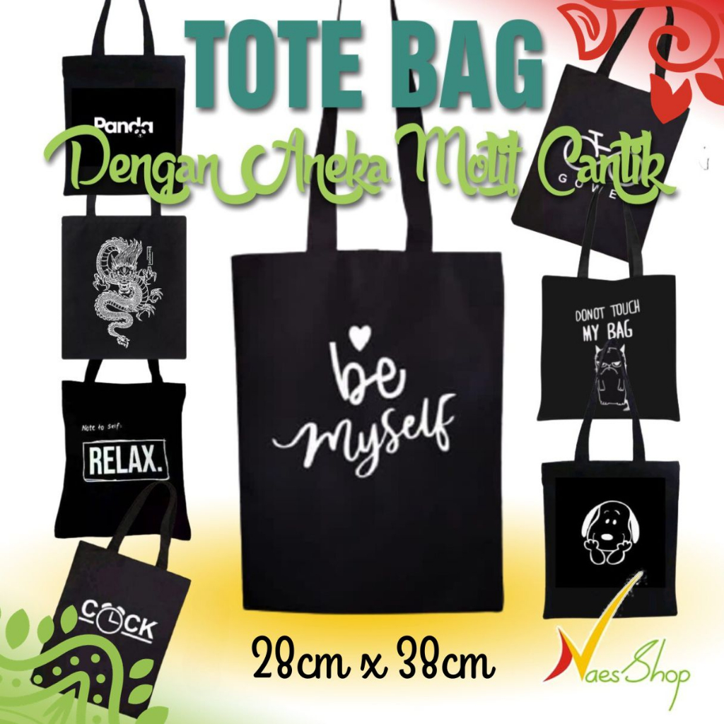 Tote Bag Canvas / Tas fashion wanita Kanvas Motif KPOP Aesthetic Lebar 28