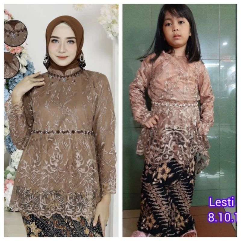 AMH √ Couple Kebaya Ibu dan Anak Aurora Mutiara Pinggang √ Kebaya Modern Keluarga √ Kebaya Setelan C