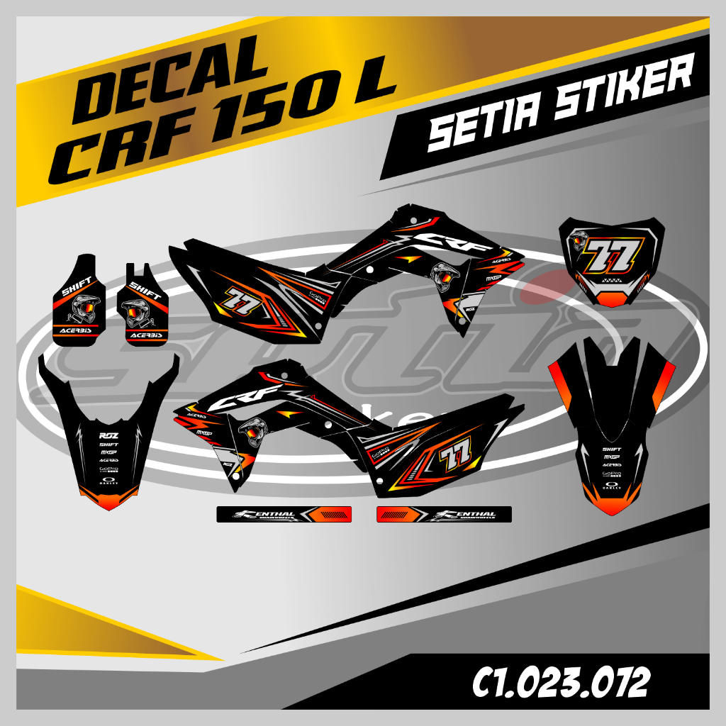 DECAL CRF 150 L, LIS KOMBINASI ORANGE, SUPERMOTO, TRAIL, DESAIN BEBAS CUSTOM BARU (C1.023.072)