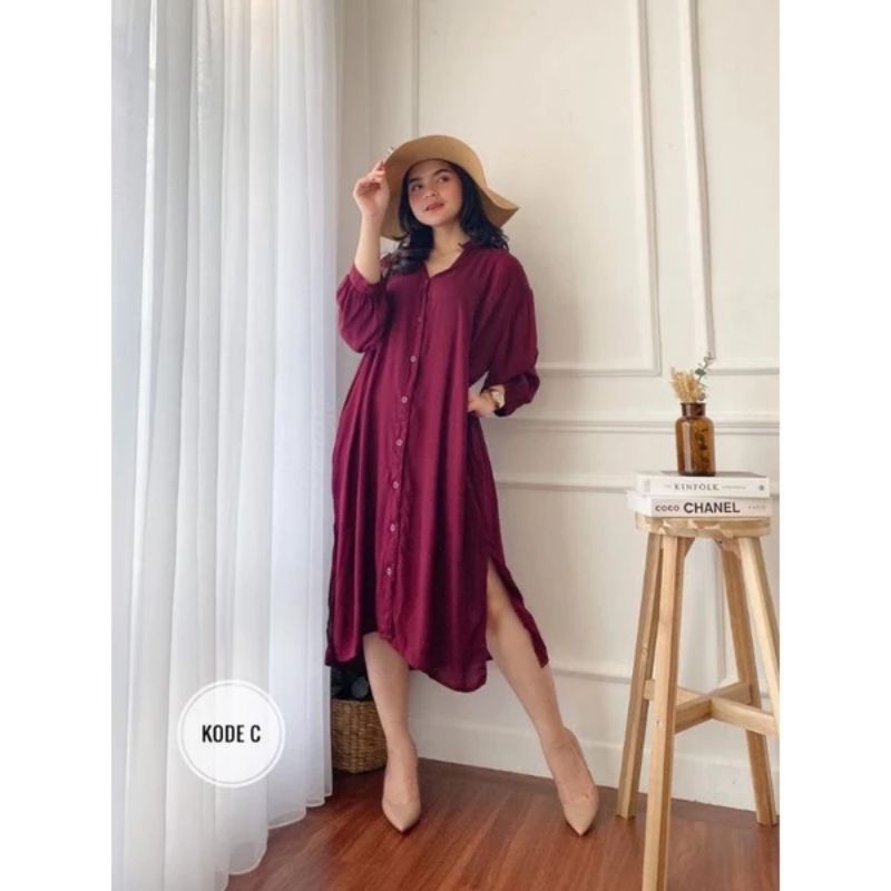 Tunik panjang bahan crinkle