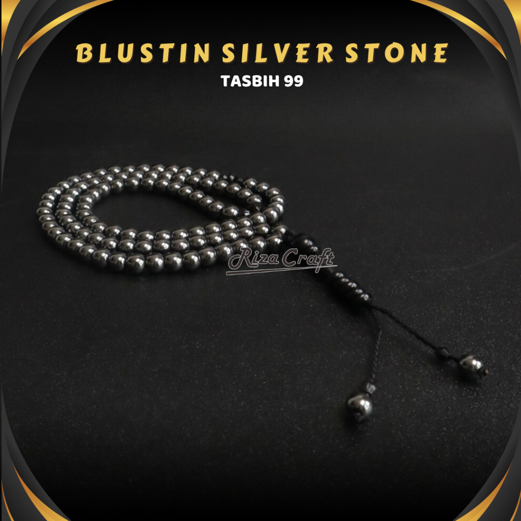 Tasbih Muslim Batu Akik Alam Hematite Badar Besi Blustin ASLI NATURAL Bagus Cantik 99 Butir