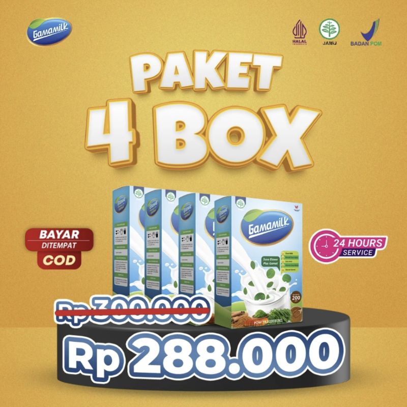 

4 Box Gamamilk Susu Etawa Gamat Rekomendasi Dokter Herbal Medik Atasi Nyeri