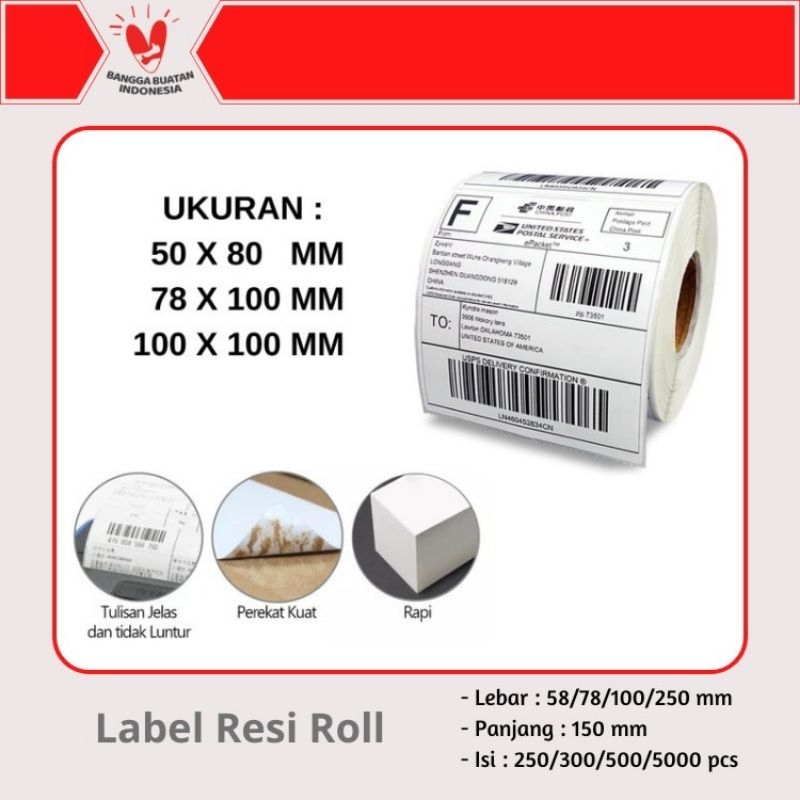 

LABEL STRIKER TERMAL UKURAN 50 x 80 x 500 pcs
