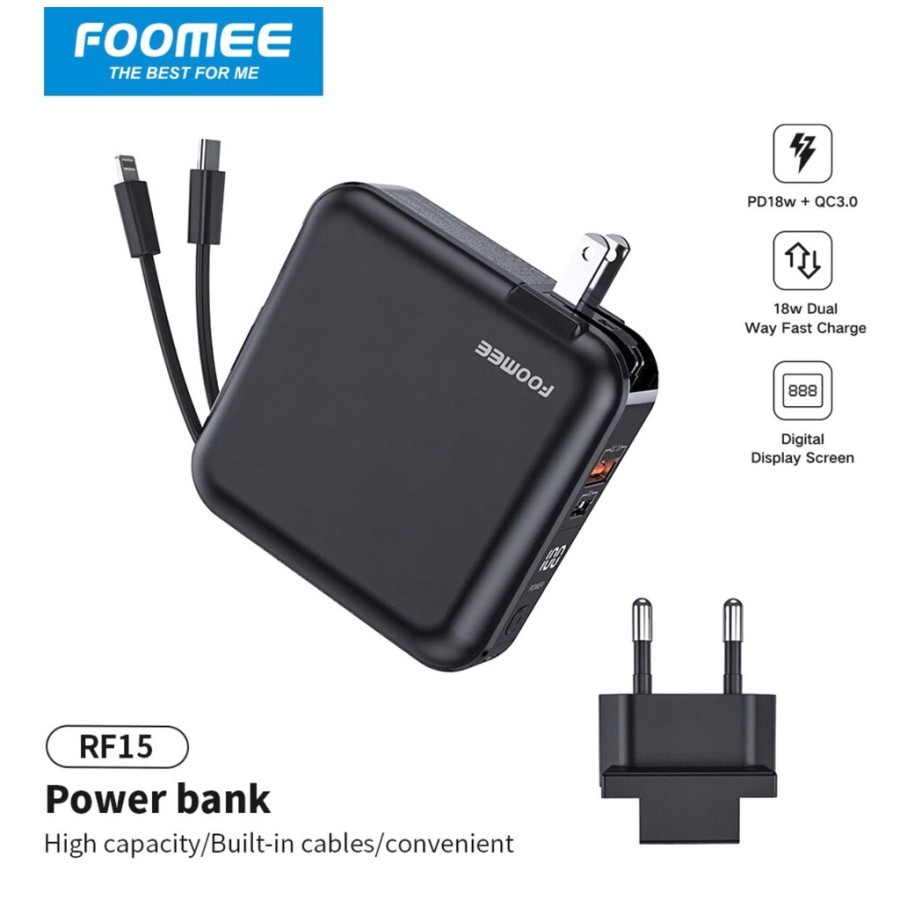 Powerbank Foomee RF15 Fast Charging QC3.0 PD18W 15000mAh Power bank