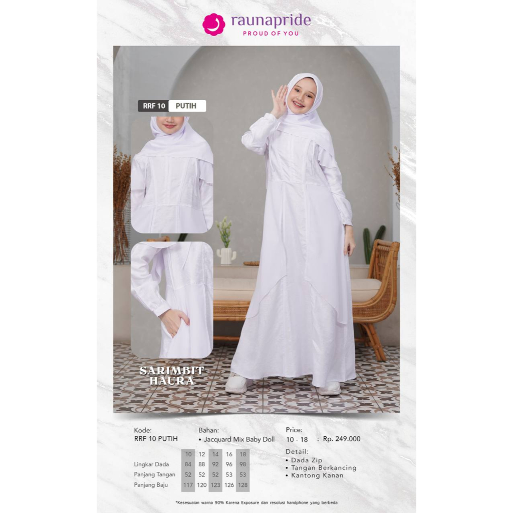 Rauna Pride RRF 10 Putih Gamis Remaja