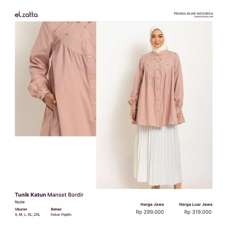 Tunik katun manset bordir tunik elzatta