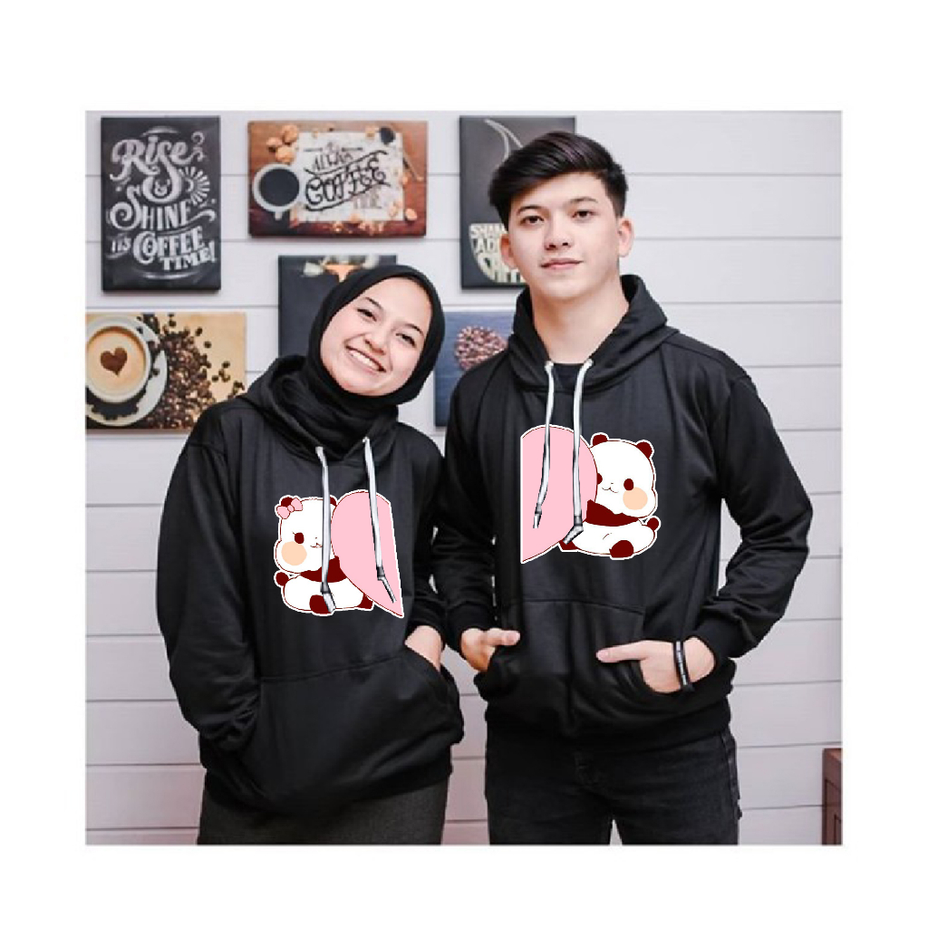 HOODIE COUPLE JAKET COUPLE HOODIE PASANGAN  KEREN( PRIA,WANITA) HOODIE BERKUALITAS (PANDA LOVE)