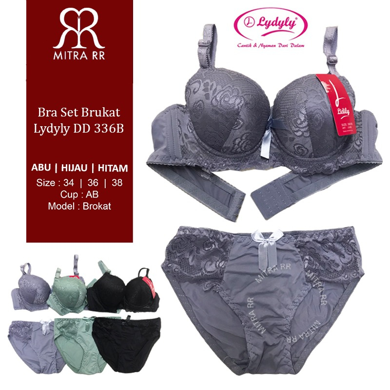 Lydyly Bra Set Brukat Busa Kawat | BH Set Celana Dalam Cup Sedang Bra Fashion Lidily DD336 B