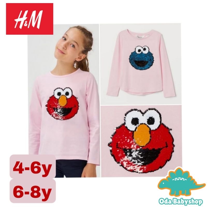 Kaos Lengan Panjang Anak Perempuan HnM Flip Sequins - Emo