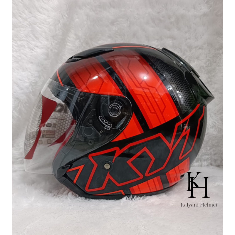Helm KYT DJ-Maru Motif #14 Black/Oren
