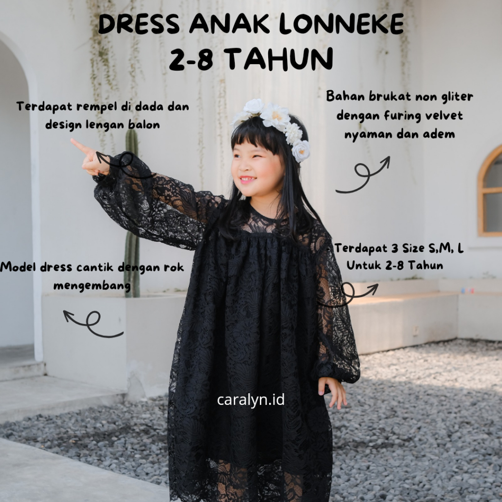 DRESS ANAK BRUKAT LONNEKE BAJU LENGAN PANJANG