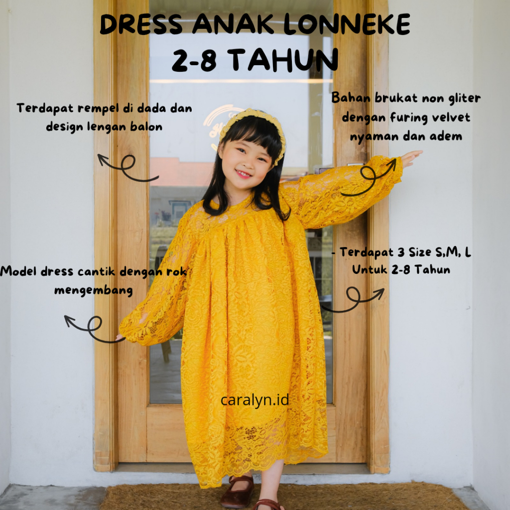 DRESS ANAK BRUKAT LONNEKE BAJU LENGAN PANJANG