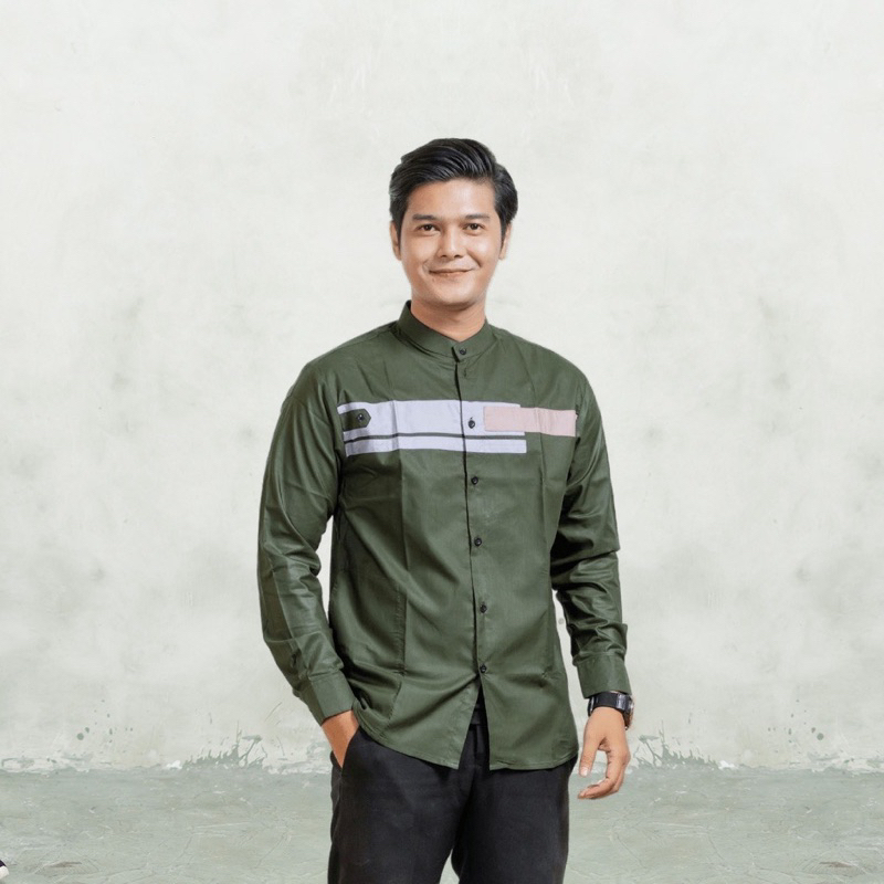 Baju Koko Pria Lengan Panjang Motif JORDAN terbaru Navy coksu army abu putih