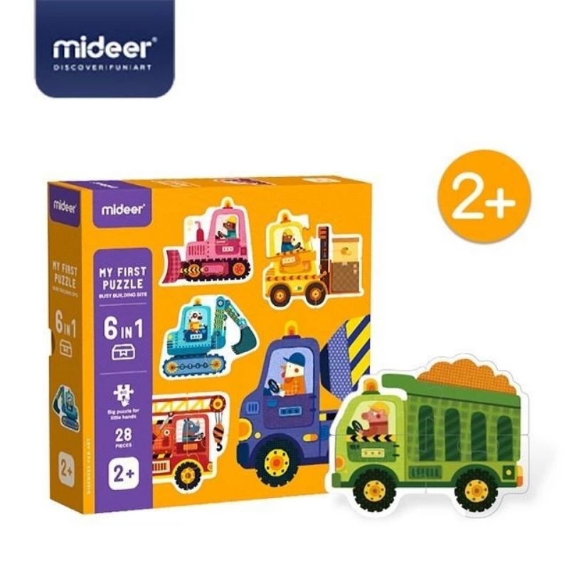 Puzzle Kendaraan Kontruksi Mideer Kado Anak 2 tahun