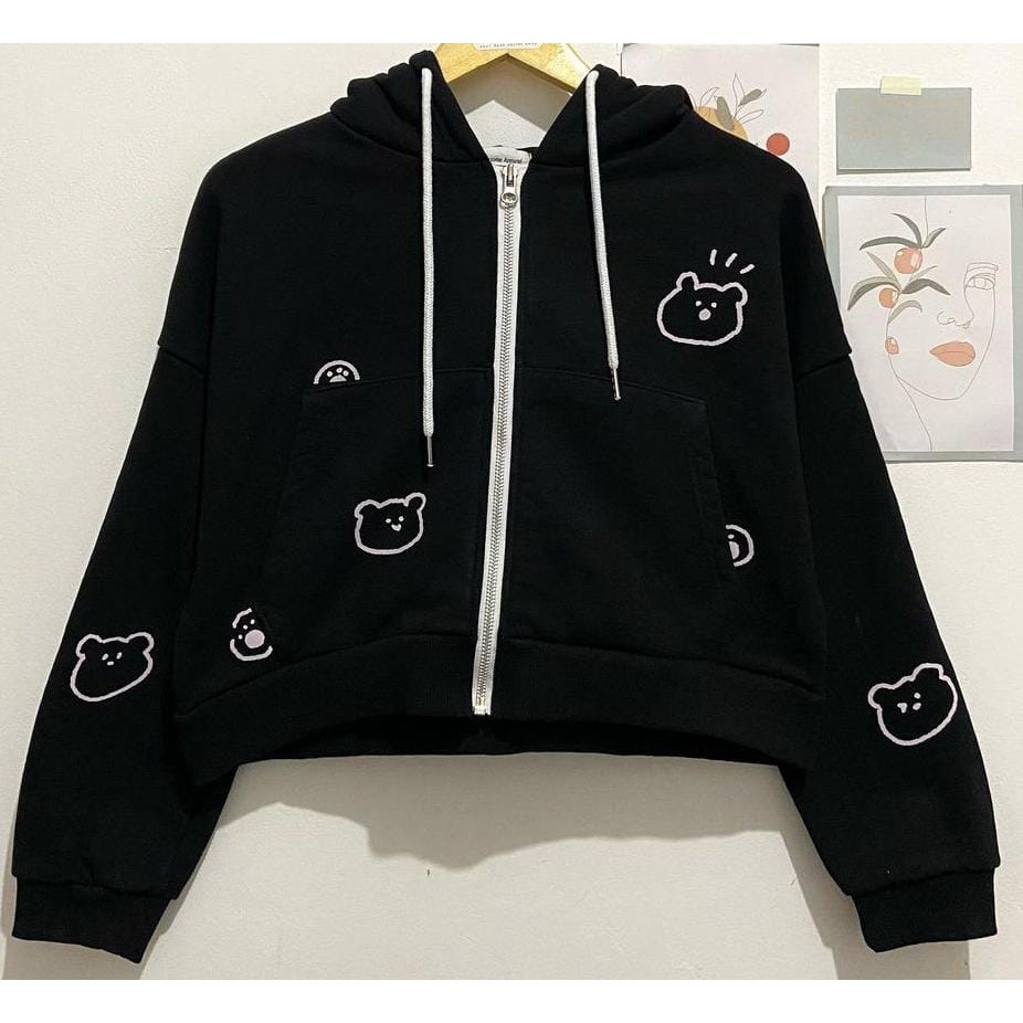 CROPE BEAR HODIE JACKET ZIPPER KOREAN STYLE