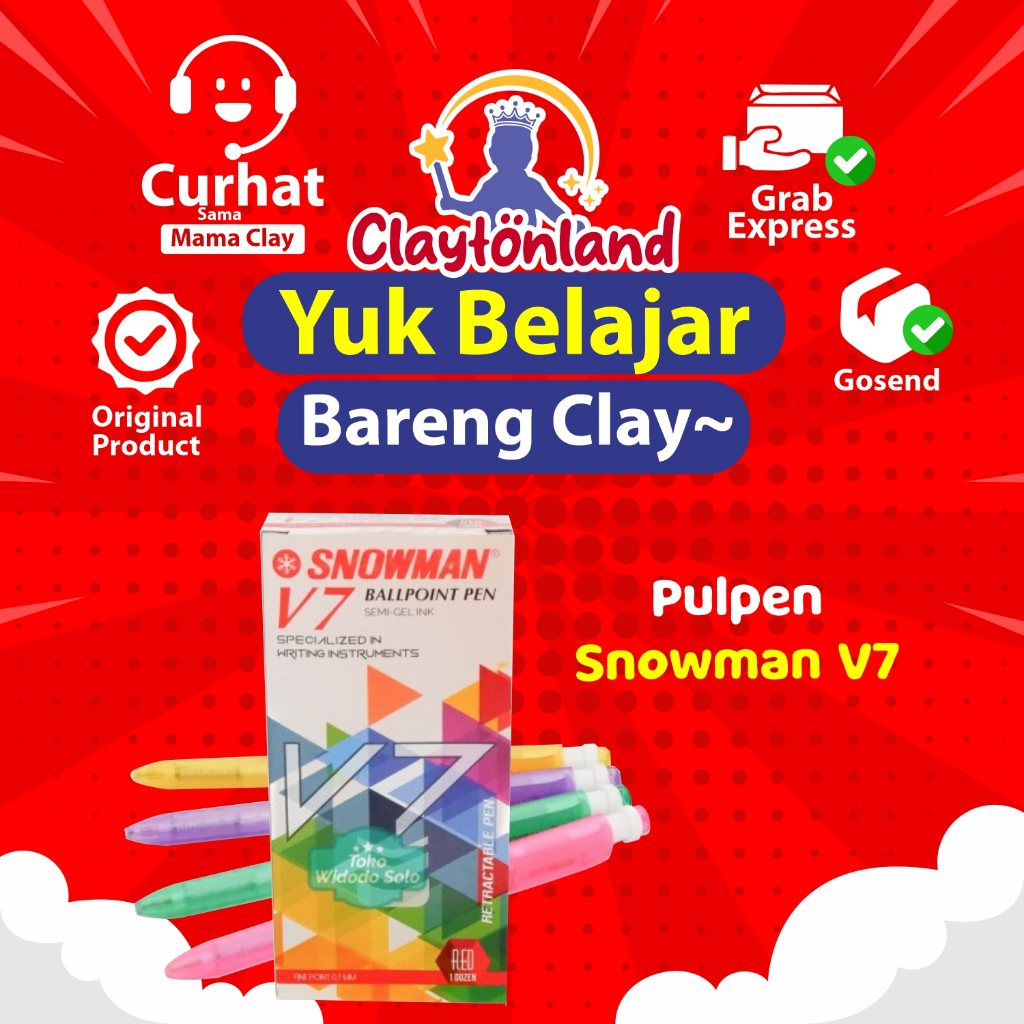 

Bolpen / Ballpoint / Pulpen Snowman V7 Hitam Satuan