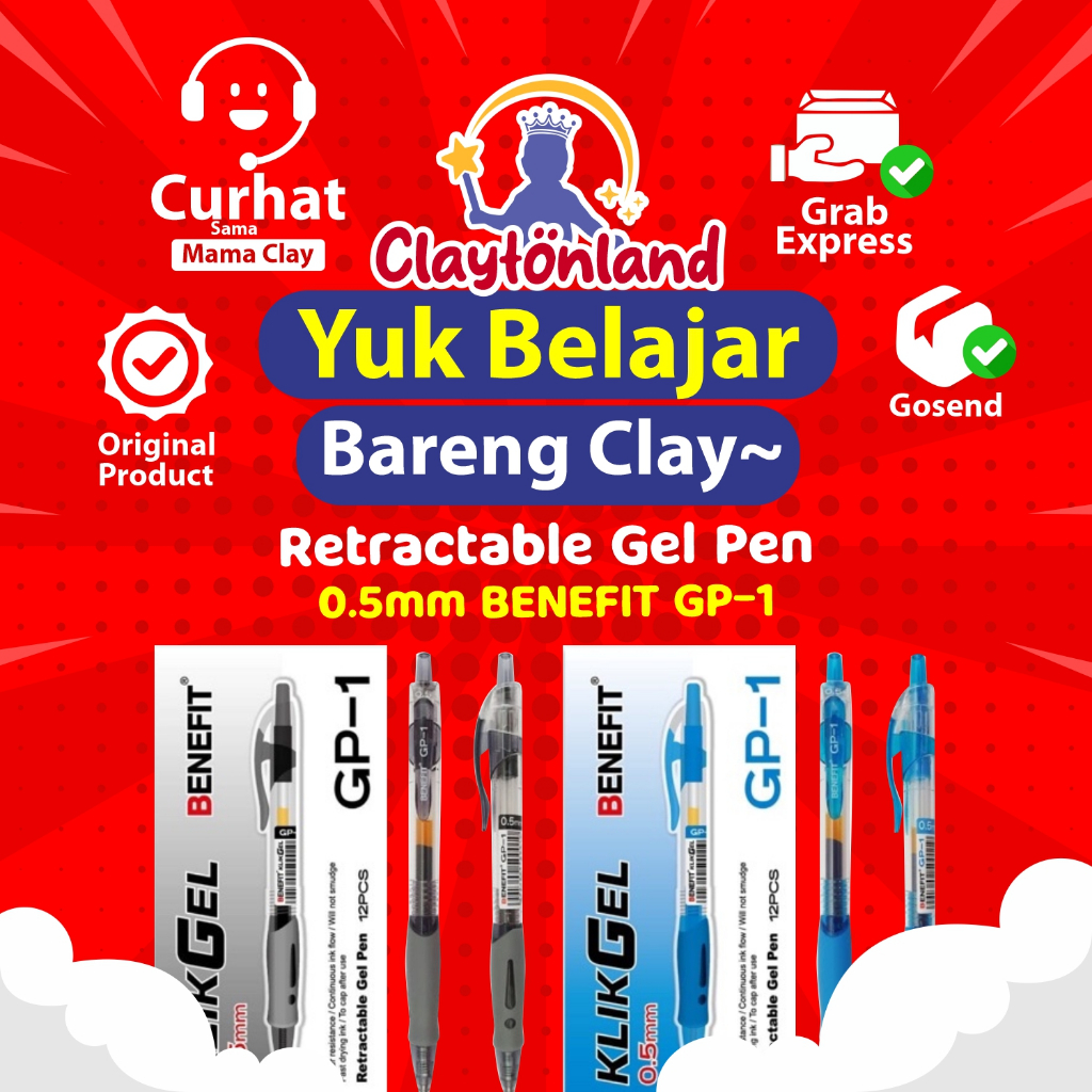 

1 Pcs Pulpen / Ballpoint Gel Cetek / Retractable Gel Pen 0.5mm BENEFIT GP-1 ECER