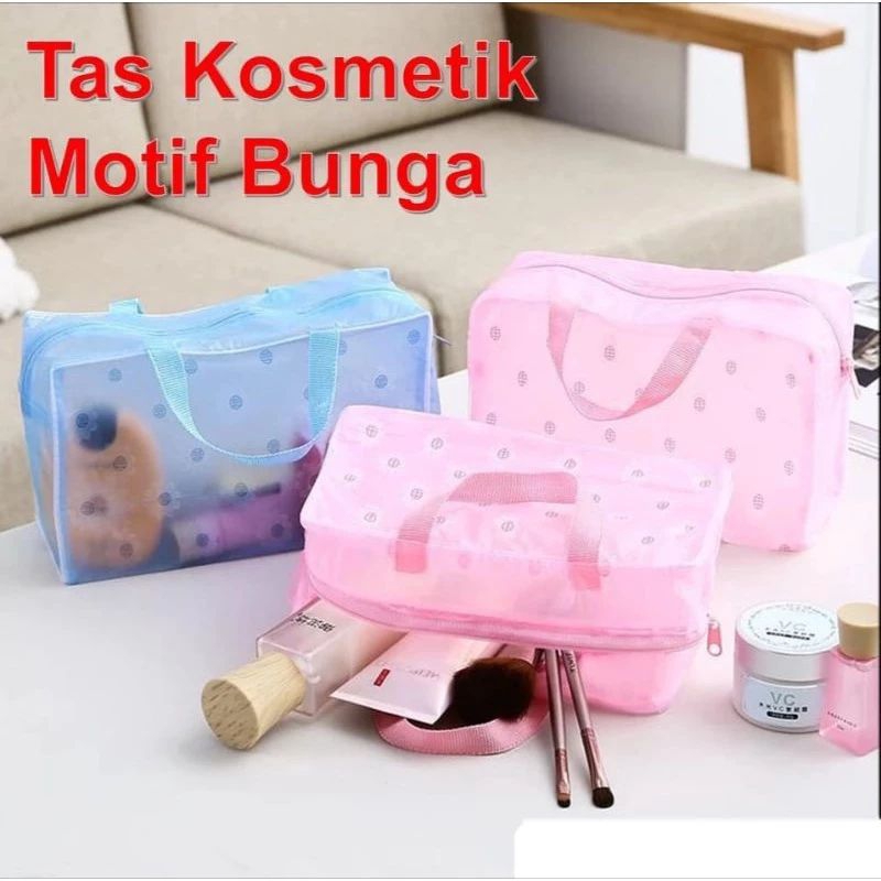 Tas Plastik Transparan Anti Air Pouch Makeup Tempat Sabun Travel Serbaguna