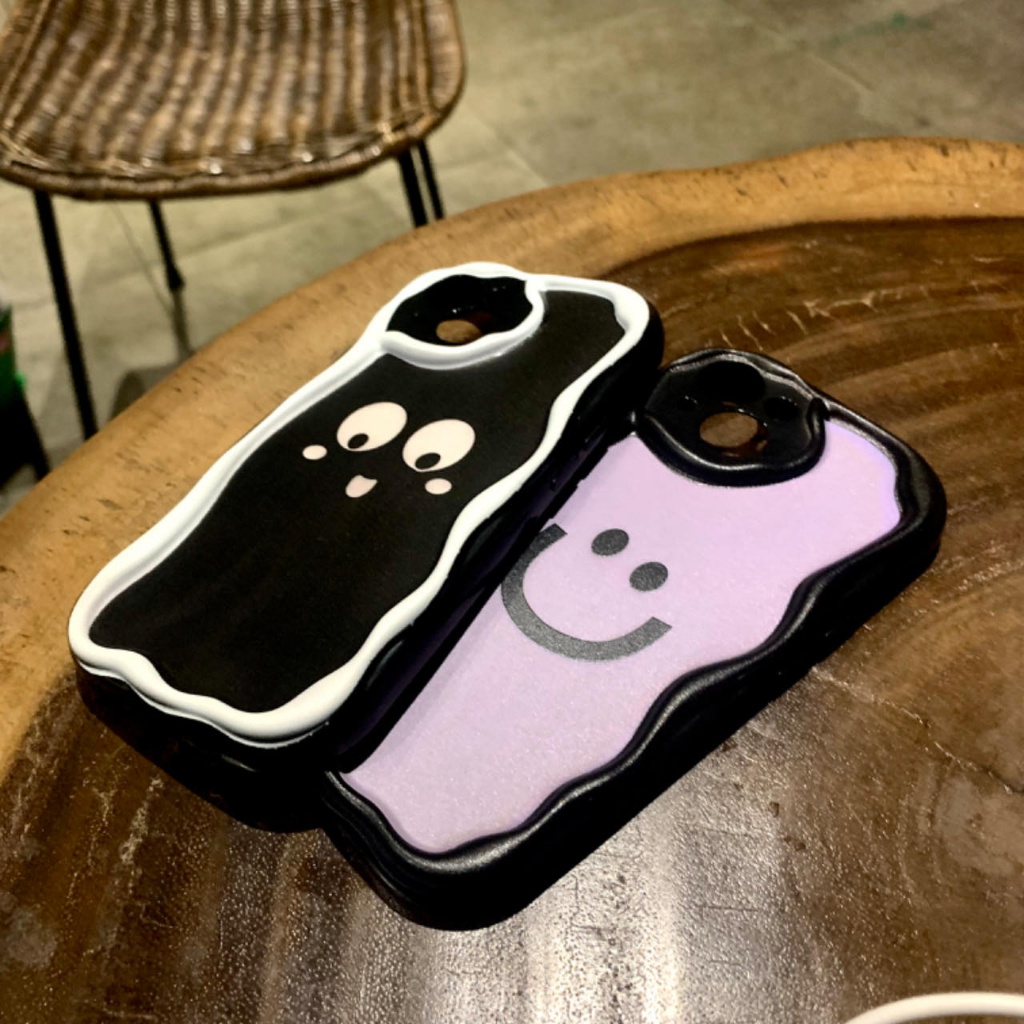 Softcase Untuk Oppo A1k, Oppo A12, Oppo A15, Oppo A15S, Oppo A11k, Oppo A31, Oppo A3S, , Ekspresi Lucu 3D Wavy Curved Edge Glossy Lucu Smiley Case
