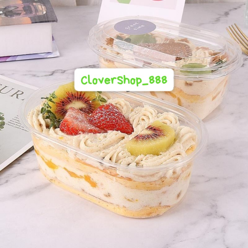 10pcs Korean Dessert Box Oval  / Premium Dessert Cup / Box Tiramisu Cup Puding Cup Box Mika Kue