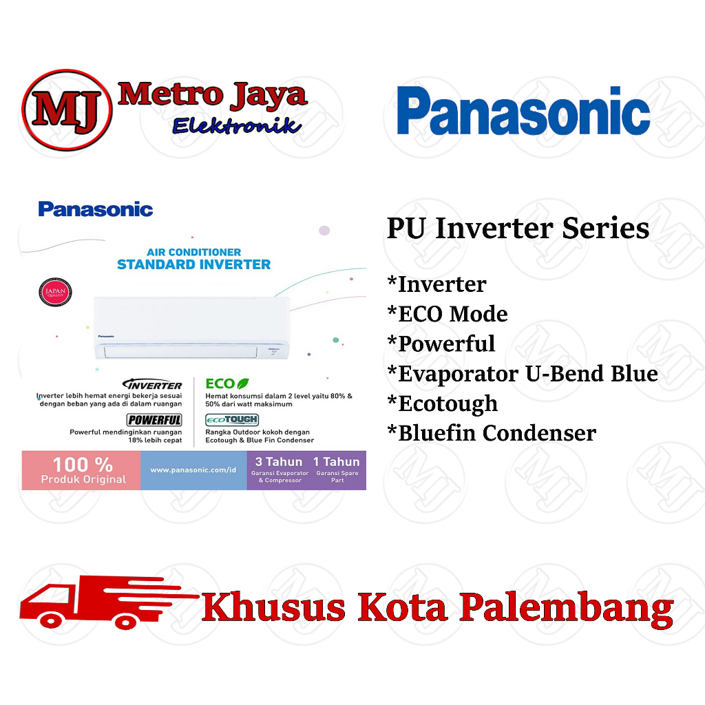 AC Panasonic Inverter 1/2pk - 2pk PU Inverter Blue fin Series