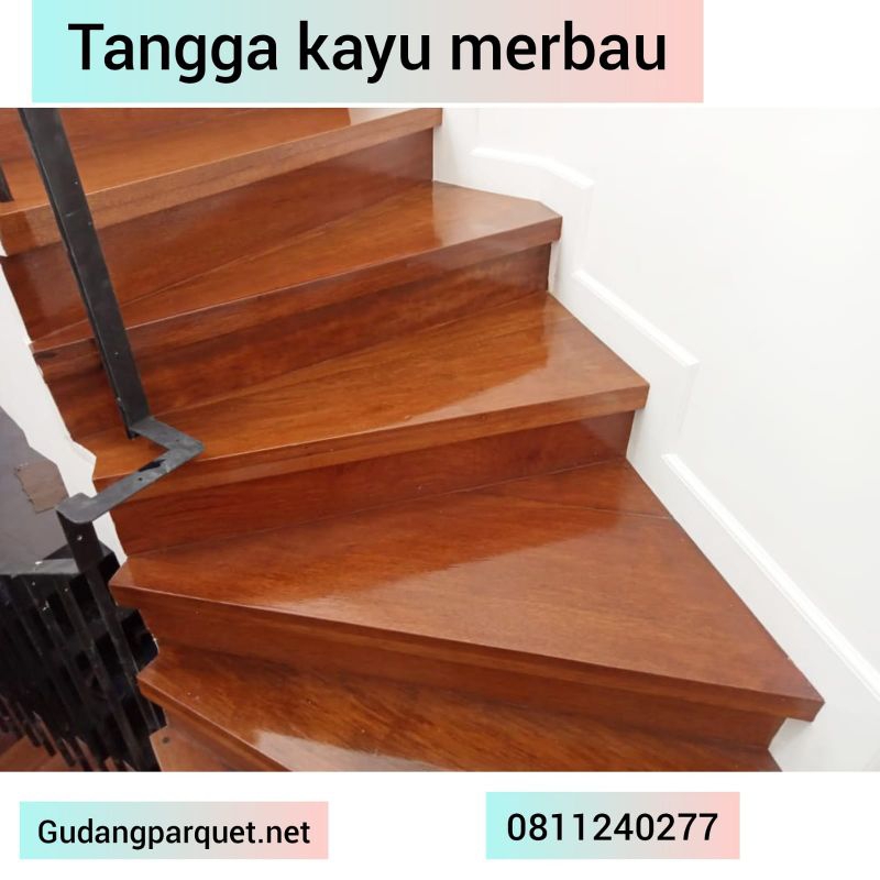 Tangga papan kayu merbau panjang 100cm