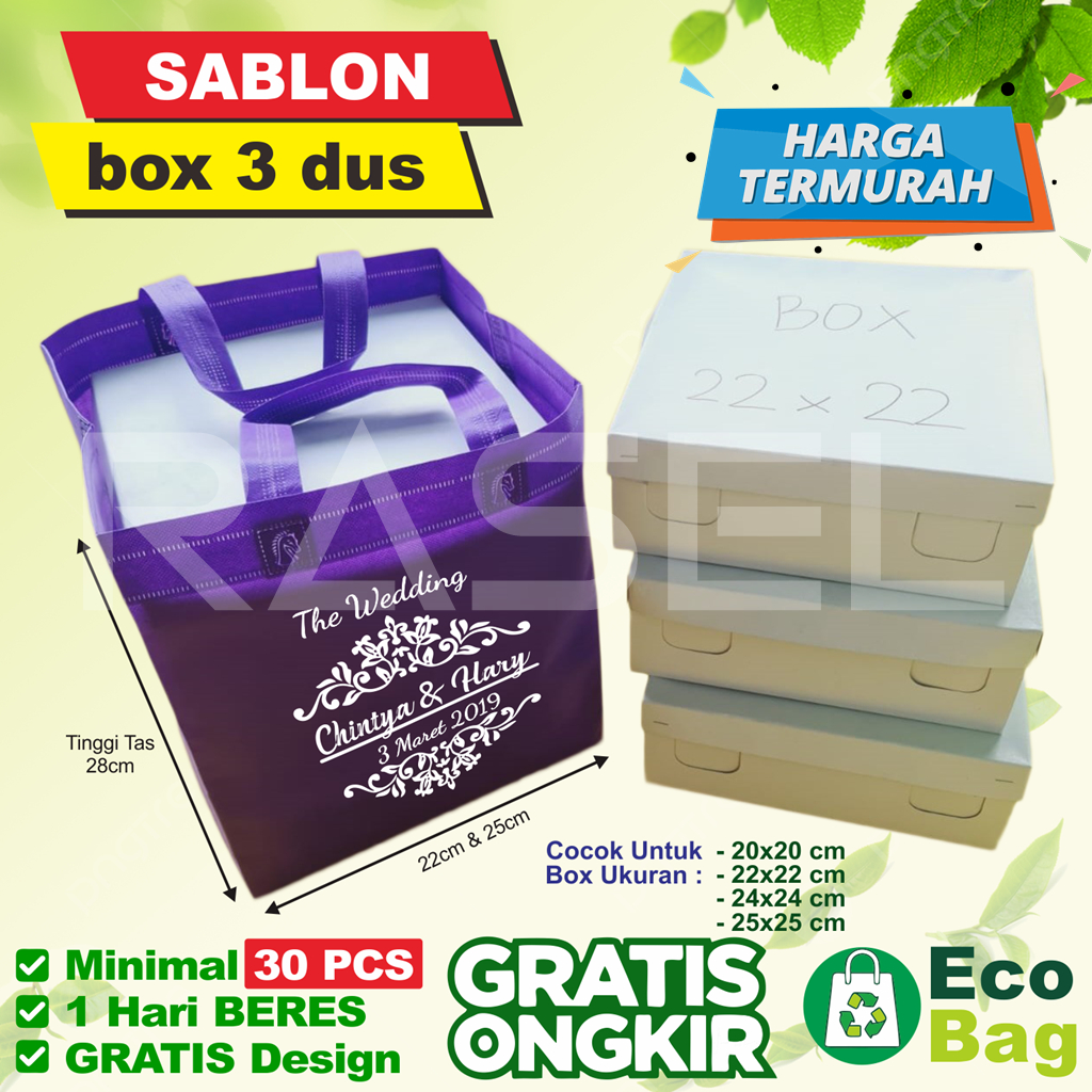 

sablon custom logo cetak nama gambar tulisan dus nasi kotak kue box 18x18 20x20 22x22 24x24 25x25
