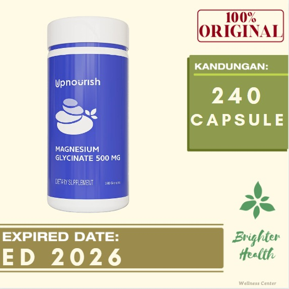 Upnourish Magnesium Glycinate 500 mg - 240 Capsules 500mg