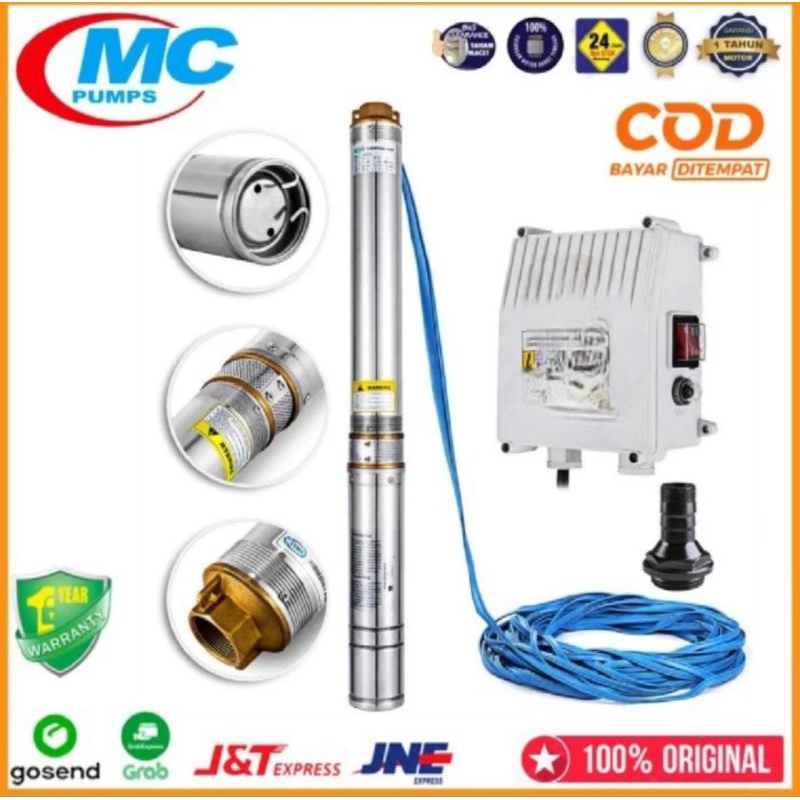 Mesin pompa satelit MC pump 250watt + Kabel 40 meter Submersible pump 3 inch