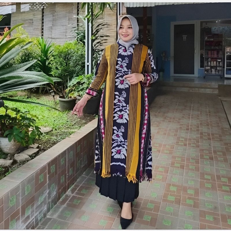 Gamis Batik Tenun  Wanita - Baju Tenun Songket