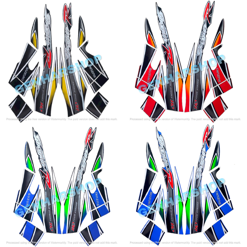 STIKER STRIPING LIS BODY STANDAR MOTOR SUZUKI SHOGUN 110R 2003 SEPASANG FULL SET