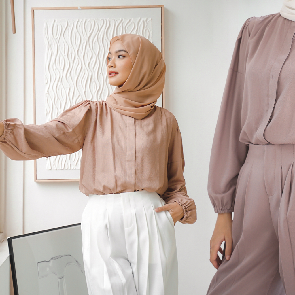 Eloise blouse by alia clothing atasan kemeja blouse wanita polos bahan premium