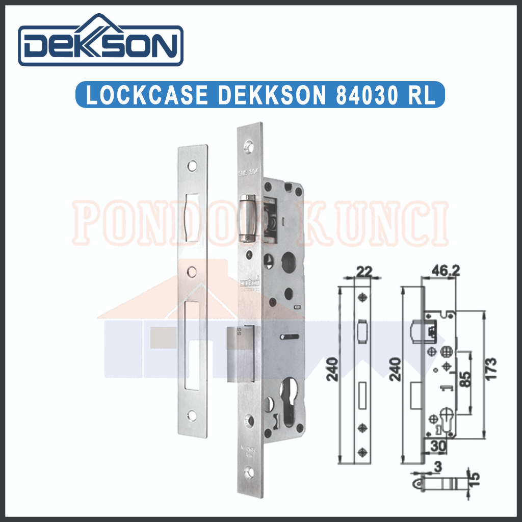 Mortise Lock Dekkson 84030 RL SSS Bodi Kunci PELOR Lockcase Swing DKS
