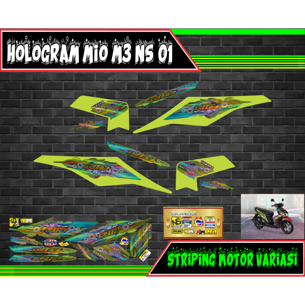 striping stiker variasi motor hologram mio m3 ns 01