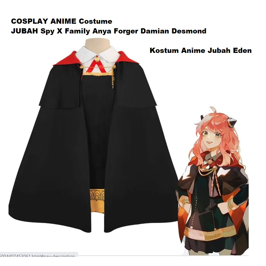 Kostum Jubah Spy X Family Anya Forger Damian Desmond Cosplay Halloween Anime Jubah Eden