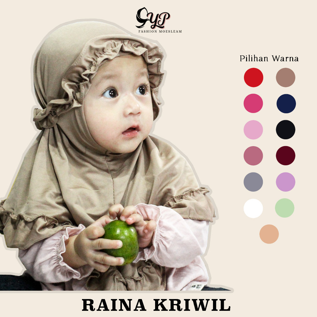 Desmonda Jilbab anak bayi  RAINA KRIWIL 0-3 TH/Hijab baby jilbab anak hijab bayi kerudung anak kecil