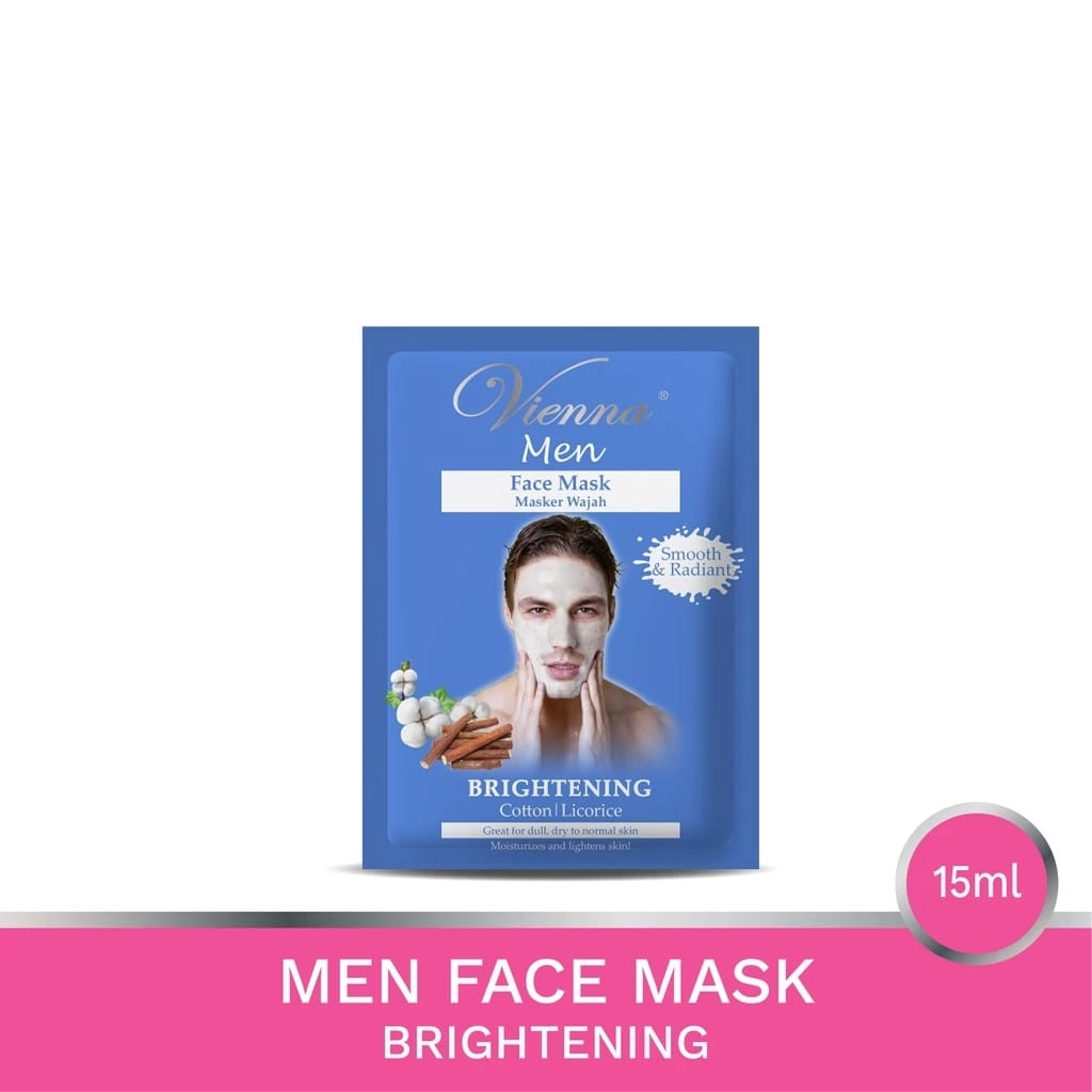 VIENNA Face Mask Men Brightening Cotton - Masker Pemutih Wajah Pria 15ml