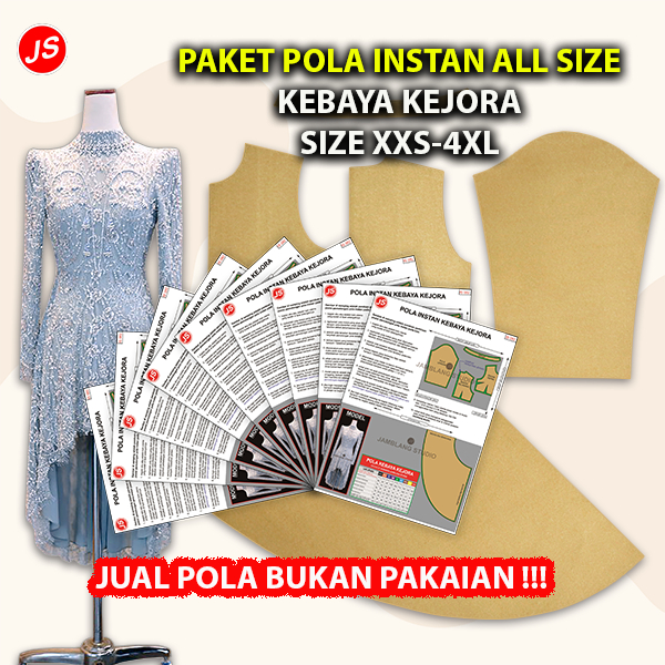 Paket Pola Instan All Size Kebaya Kejora Modern | Pola Semua Ukuran XXS-4XL