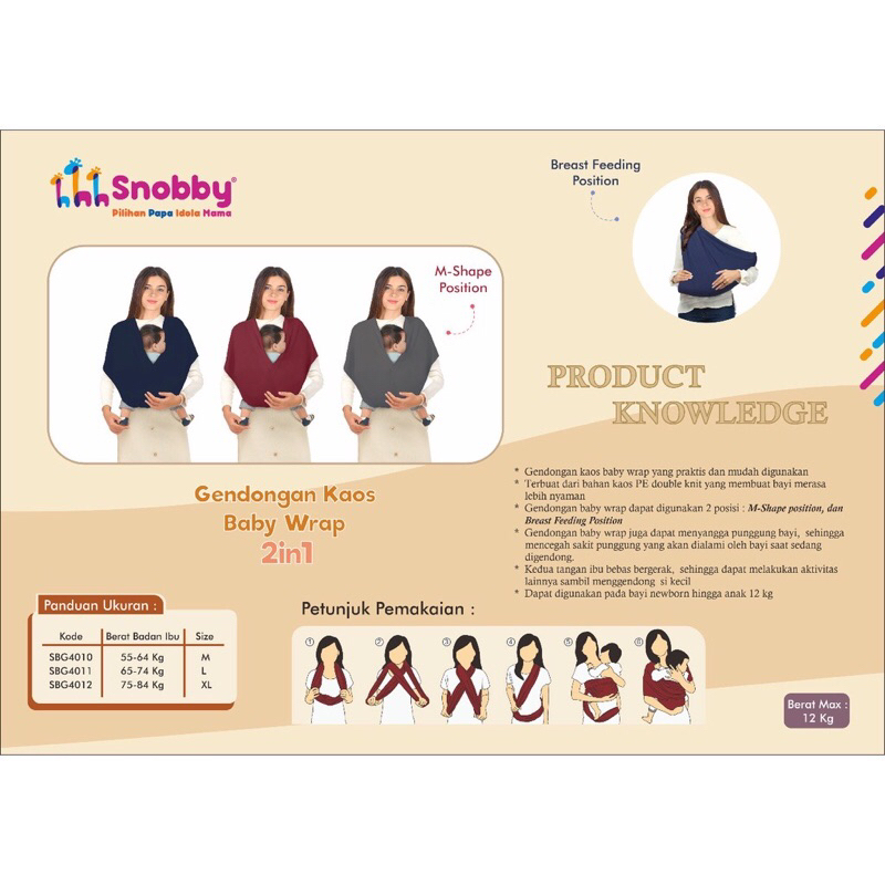 Snobby gendongan kaos baby wrap