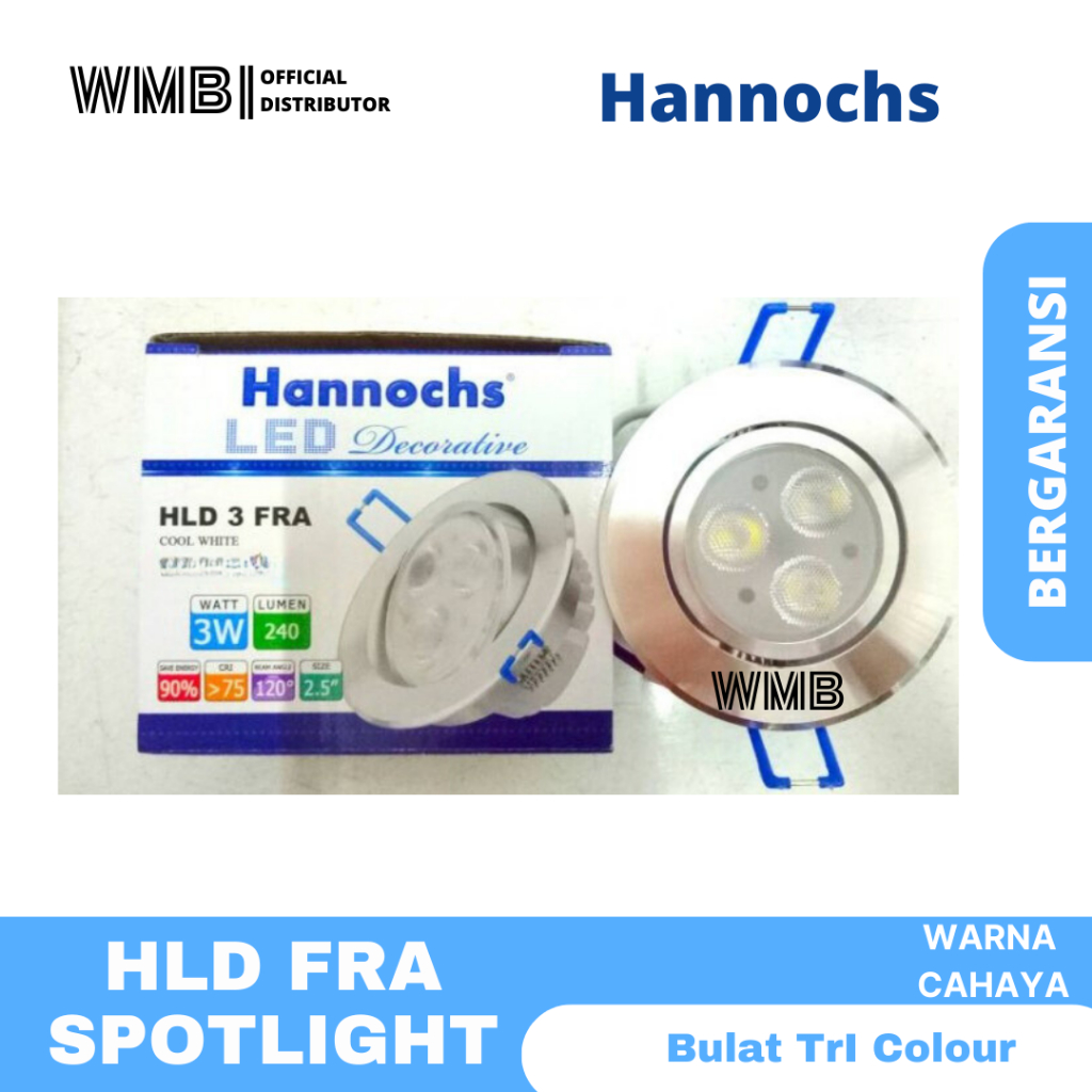 Lampu HLD FRA Bulat Hannochs LED Spotlight 3 Watt