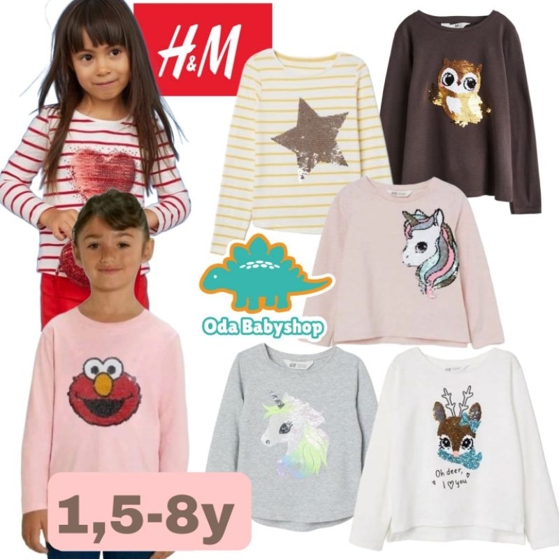 Kaos Lengan Panjang Anak Perempuan Sequins - HnM